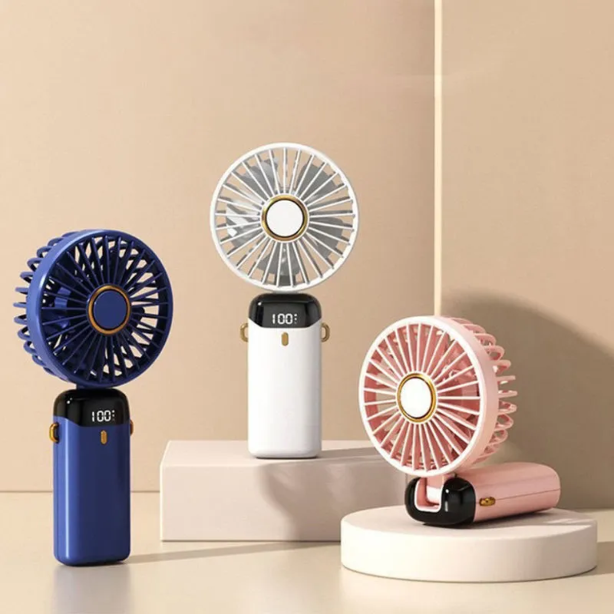 Rechargeable Hand Fan with LED Display | 5 Speed Modes Portable Mini Handy Fan