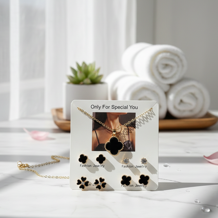 Beautiful 4 Pairs Of Earrings & Neckalce Elegant Design