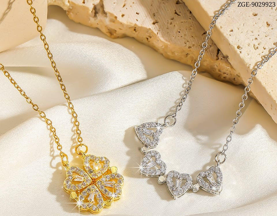 Korean Magnetic 4 Leaf Clover Pendant Necklace