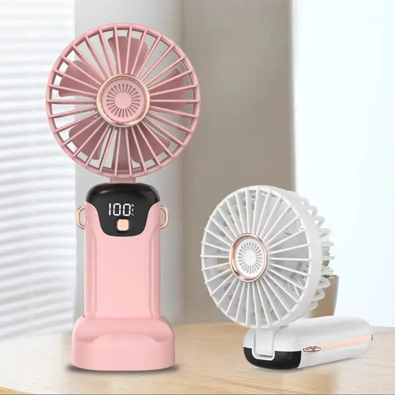 Rechargeable Hand Fan with LED Display | 5 Speed Modes Portable Mini Handy Fan