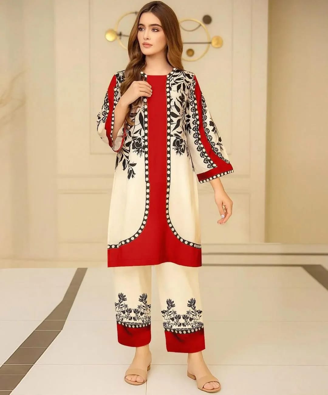 Front And Back Allover Digital Short Printed Cord Set 2Pcs