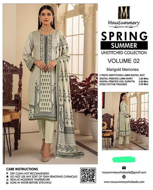 3 Pcs Women's Unstitched Printed Suit