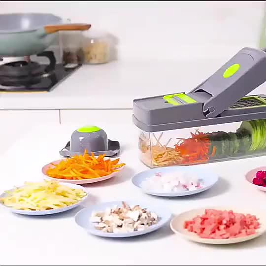 Vegetable Chopper & Slicer With Colander Basket And Storage Container